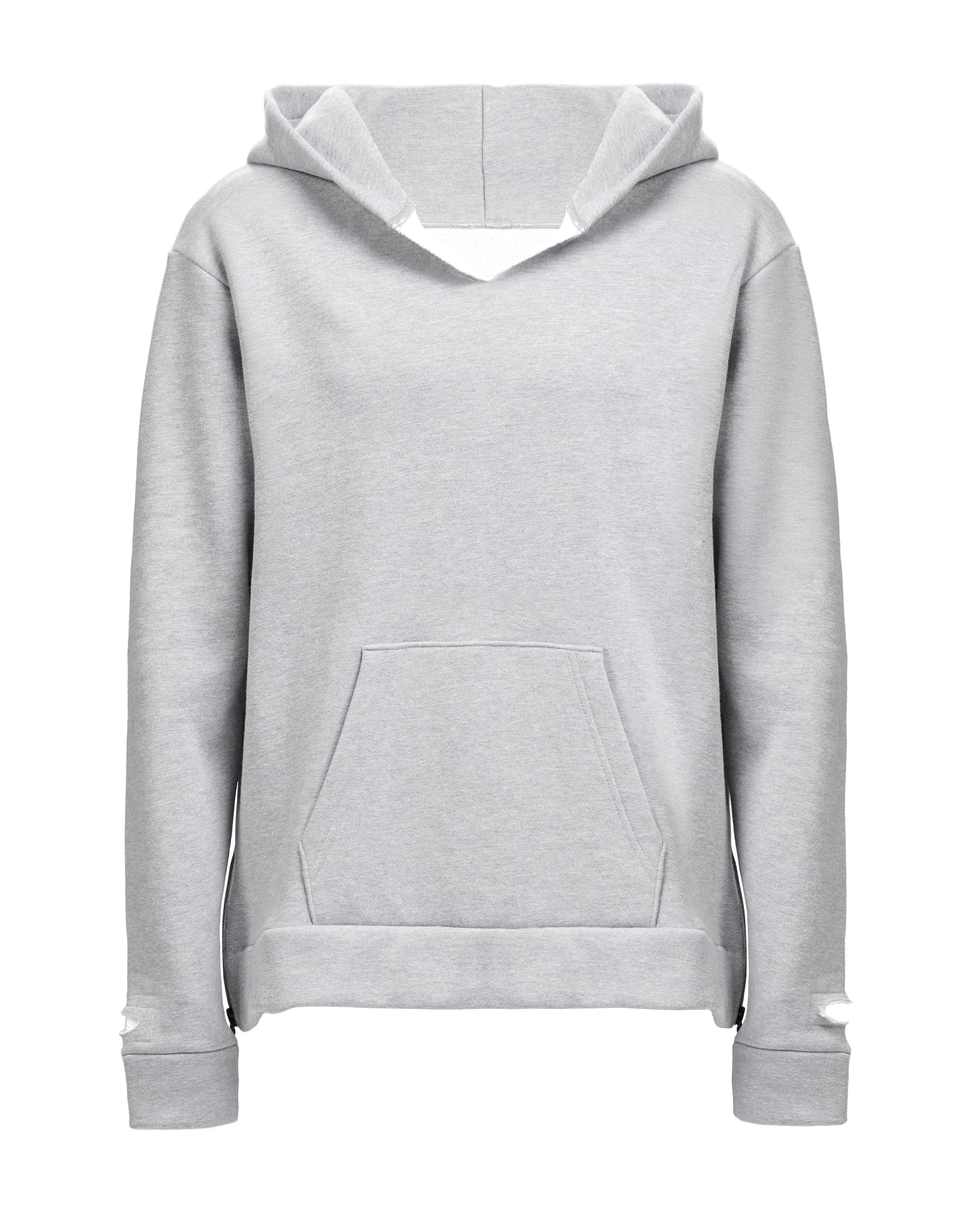 SLIM FIT ZIPPER HOODIE - HEATHER GREY