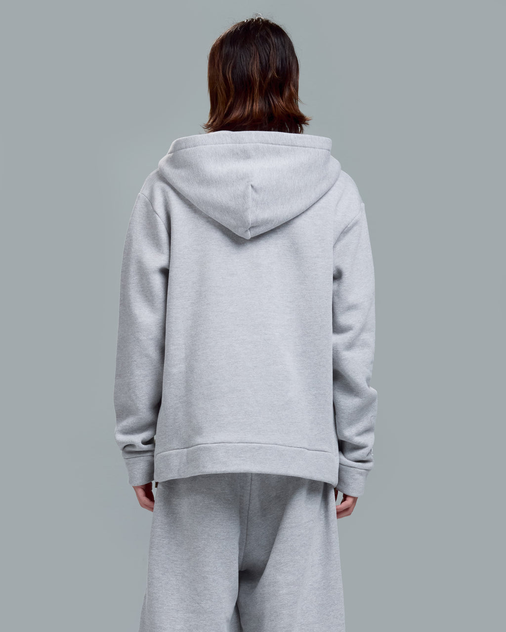 SLIM FIT ZIPPER HOODIE - HEATHER GREY