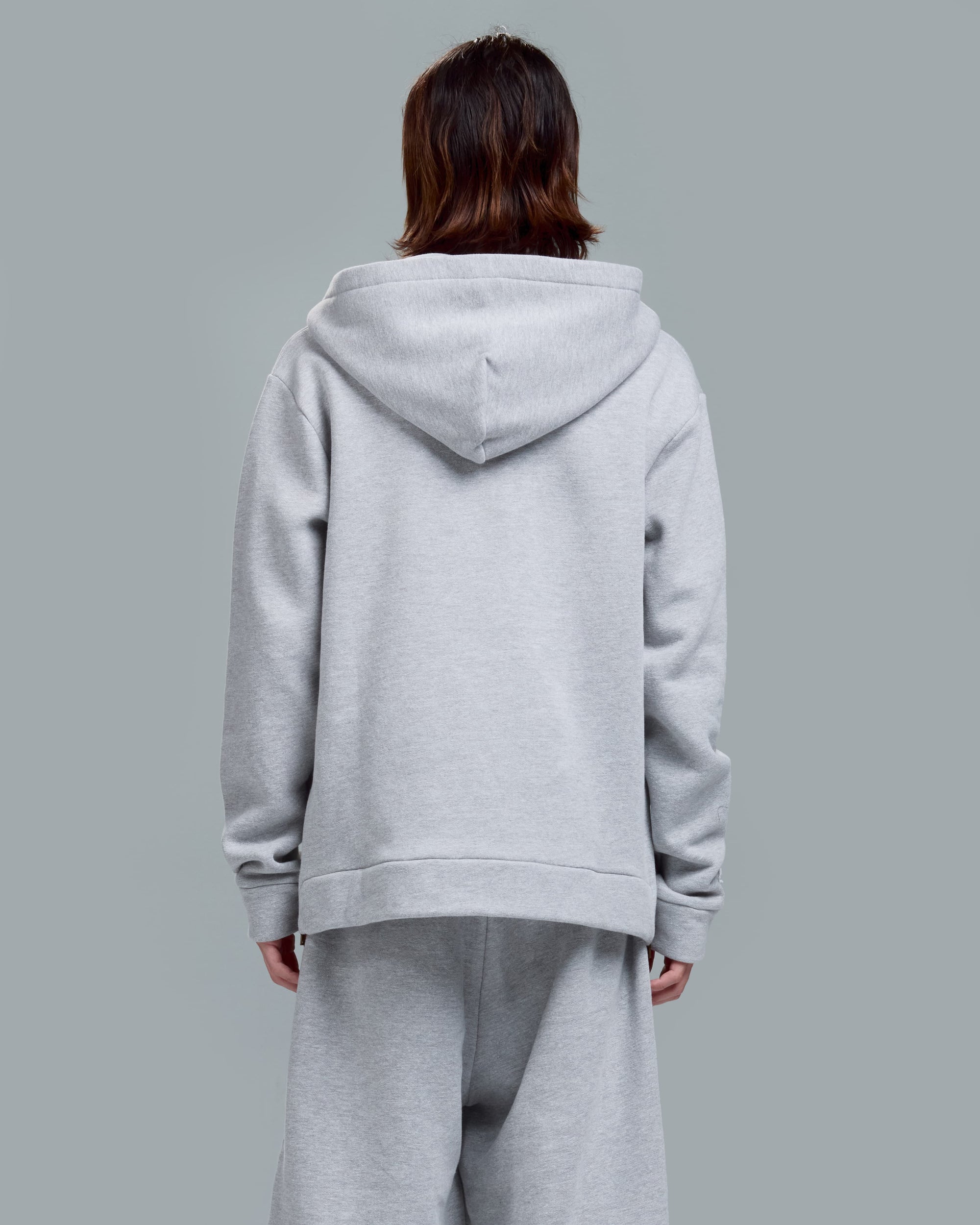 SLIM FIT ZIPPER HOODIE - HEATHER GREY