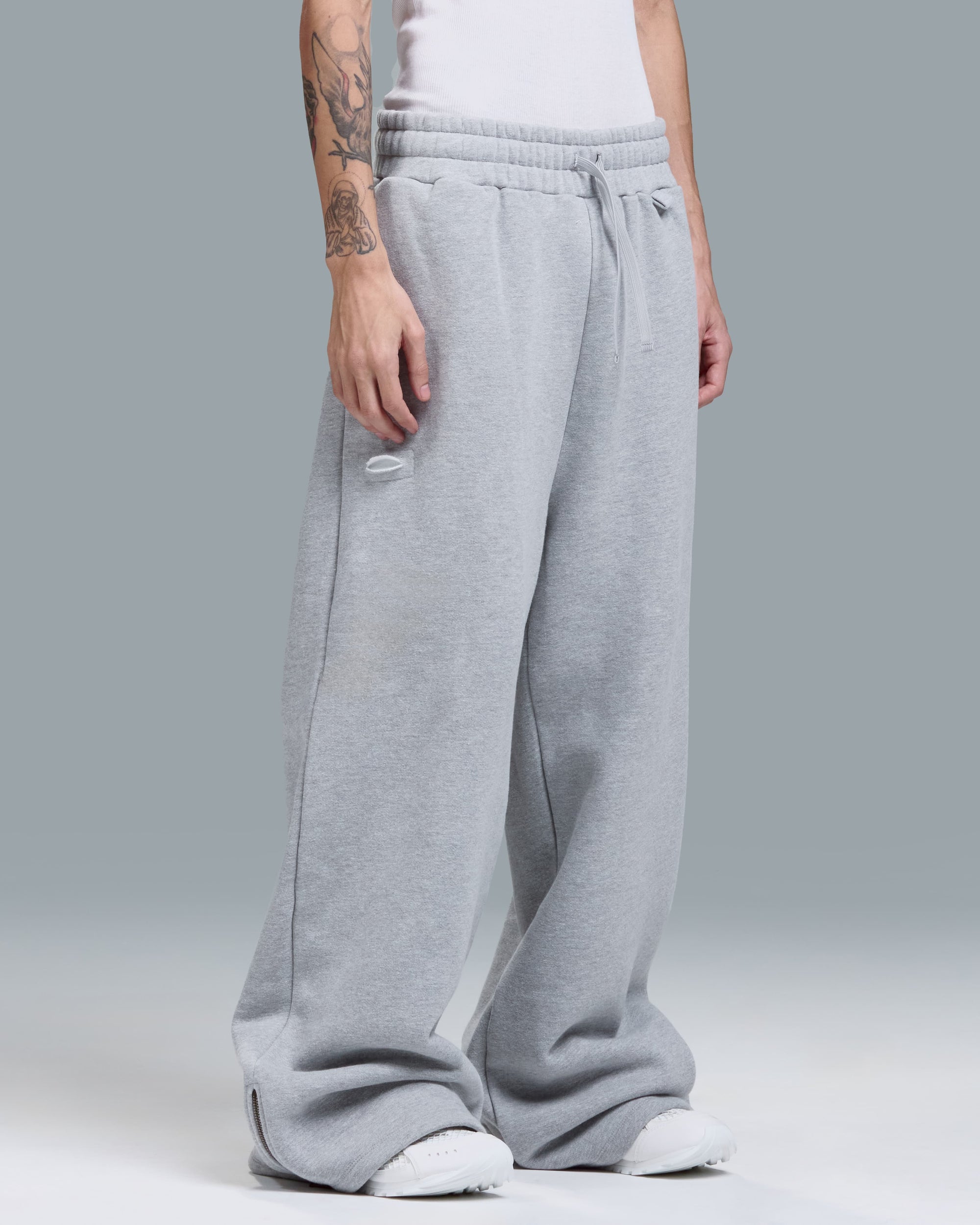 ZIPPER SWEATPANTS - HEATHER GREY