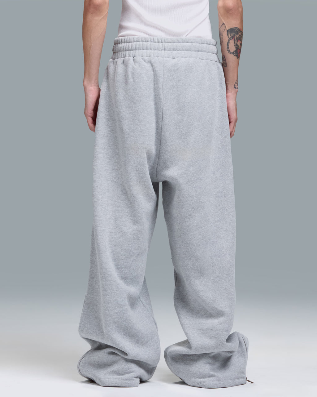 ZIPPER SWEATPANTS - HEATHER GREY