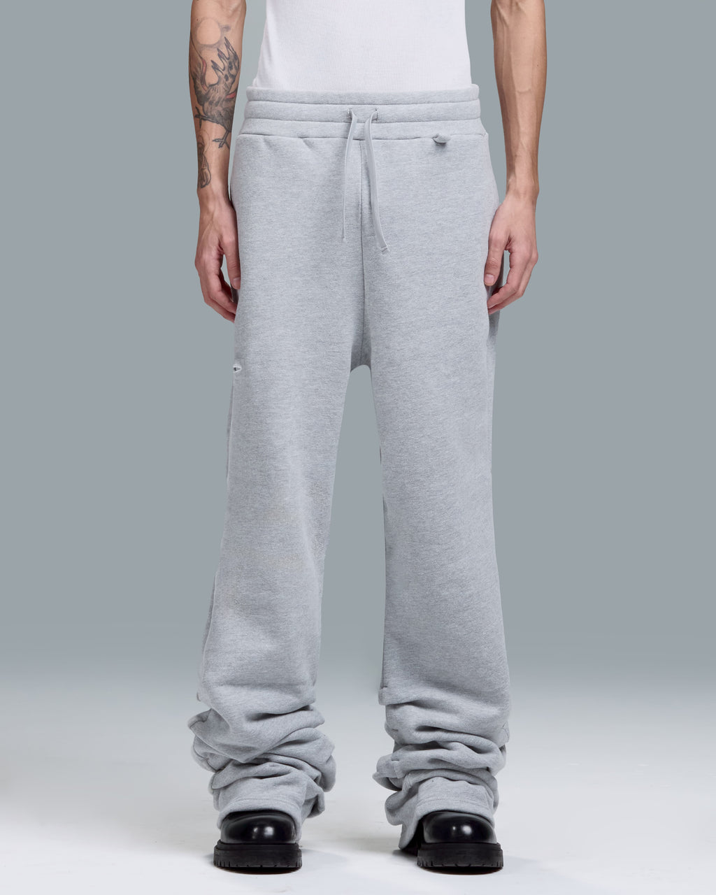 STACKED SWEATPANTS - HEATHER GREY