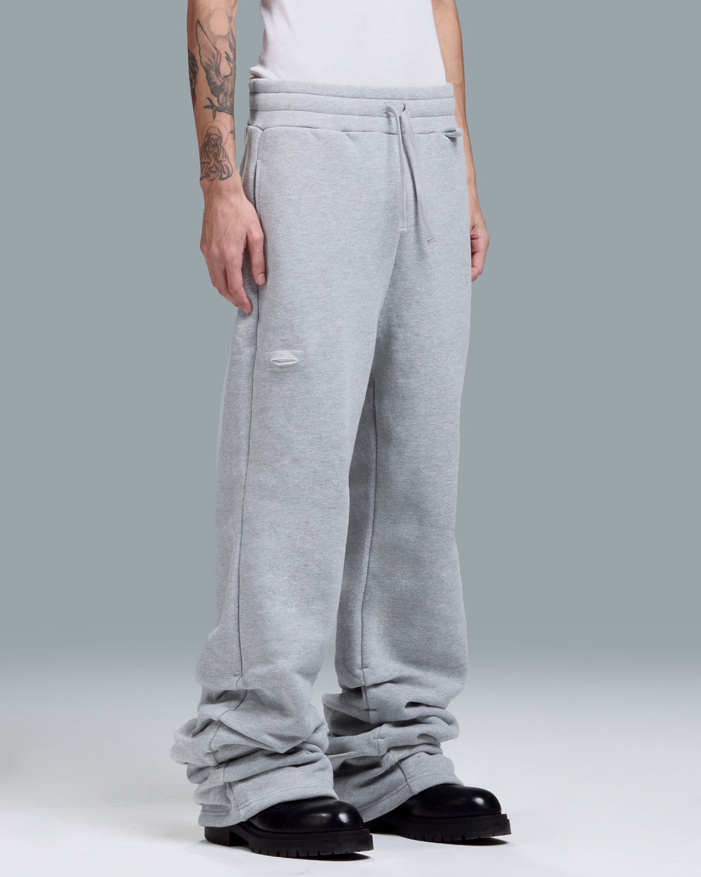 STACKED SWEATPANTS - HEATHER GREY