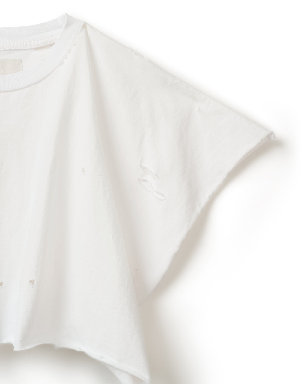 CROPPED FLAGSHIP TEE - DISTRESSED WHITE